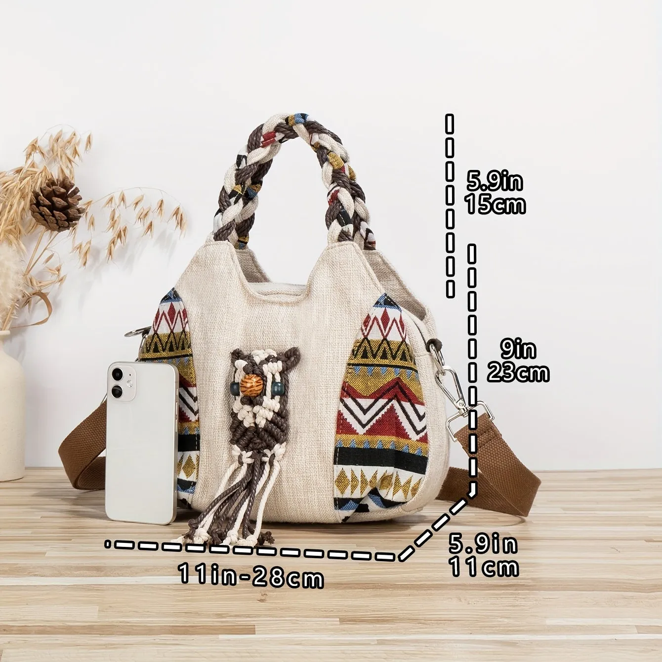 1pc Southwestern  Style Woven Owl Pattern Women's Crossbody Bag  Portable Messenger Bag Original Design Versatile Multifunctiona