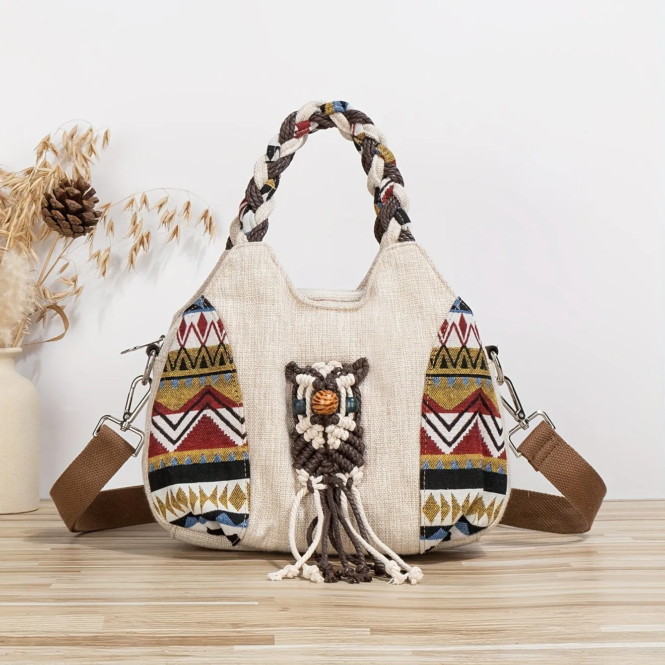 1pc Southwestern  Style Woven Owl Pattern Women's Crossbody Bag  Portable Messenger Bag Original Design Versatile Multifunctiona