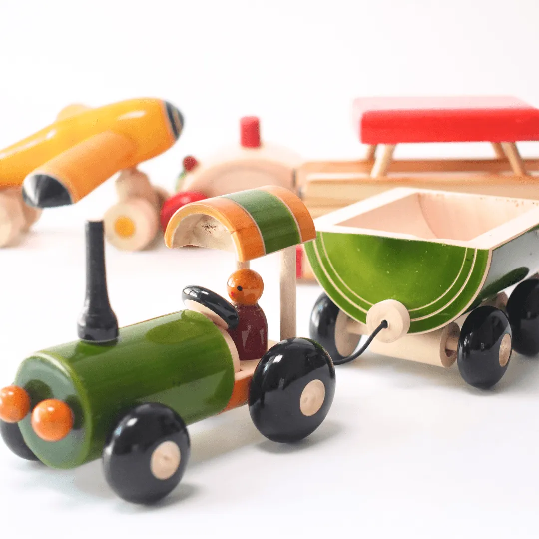 4 in 1 Wooden Aeroplane, Joker car, Tractor, SUV Car for Kids(Random colour will be send)