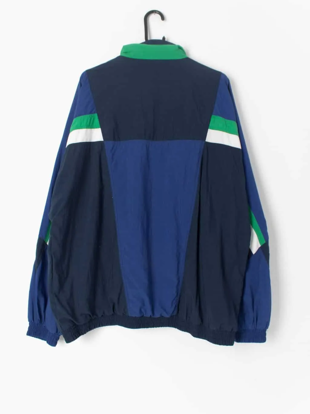 90s vintage Puma shell jacket in blue, white and green smart retro sports jacket – 2XL