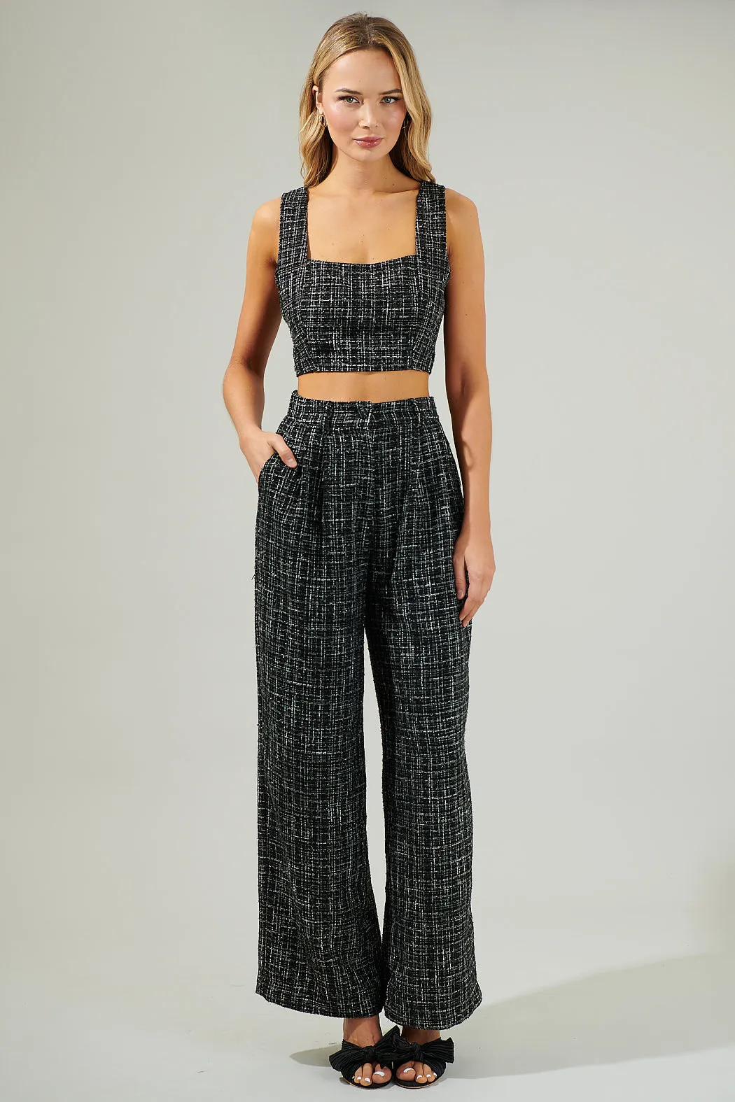 Adriella Tweed Wide Pants