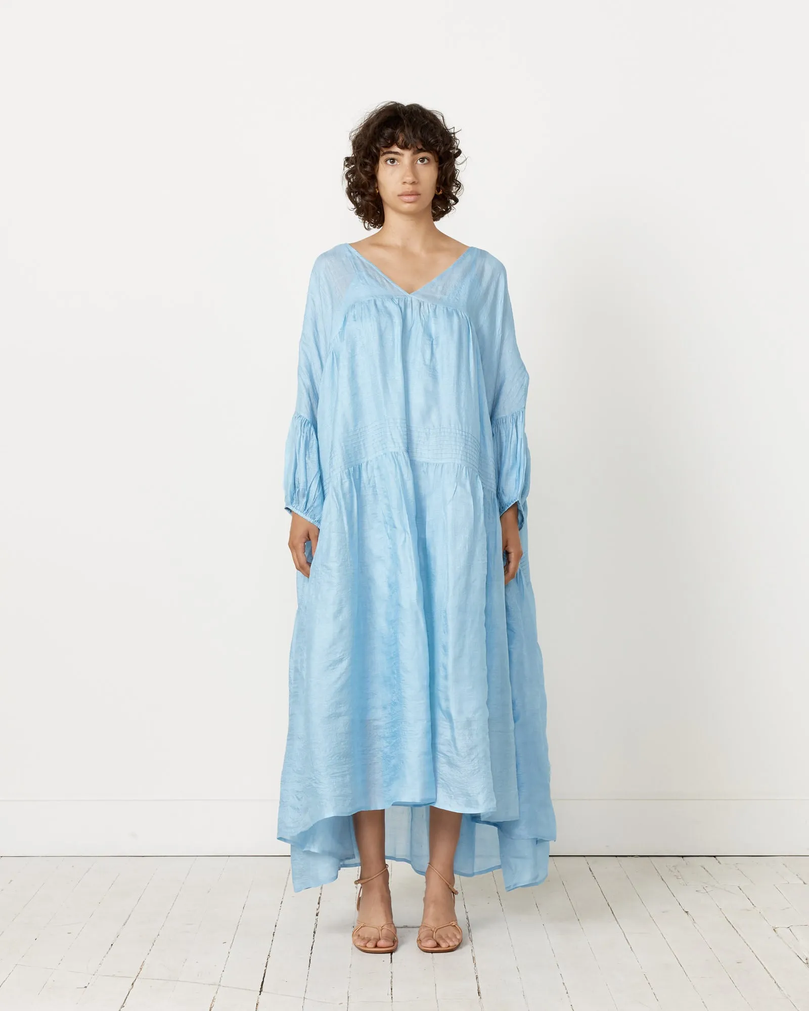 Airi Tussar Maxi Dress in Summer Storm