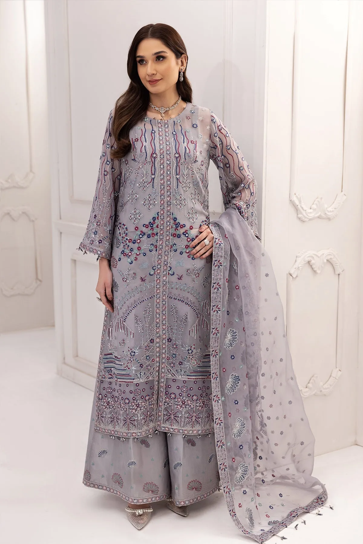 Alizeh Fashion Rang e Mehr Embroidered Chiffon 3Pc Suit D-06 REHAB