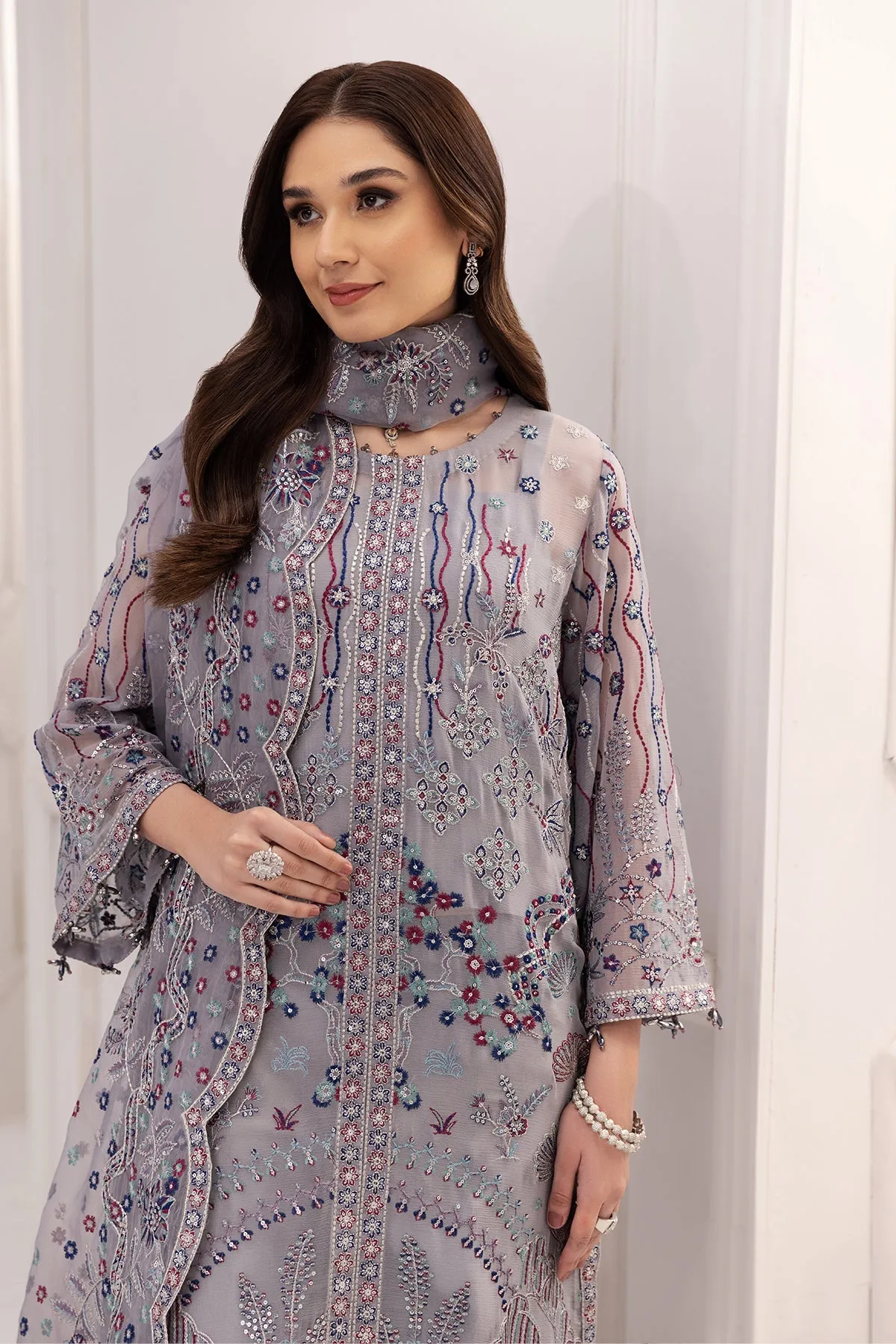 Alizeh Fashion Rang e Mehr Embroidered Chiffon 3Pc Suit D-06 REHAB