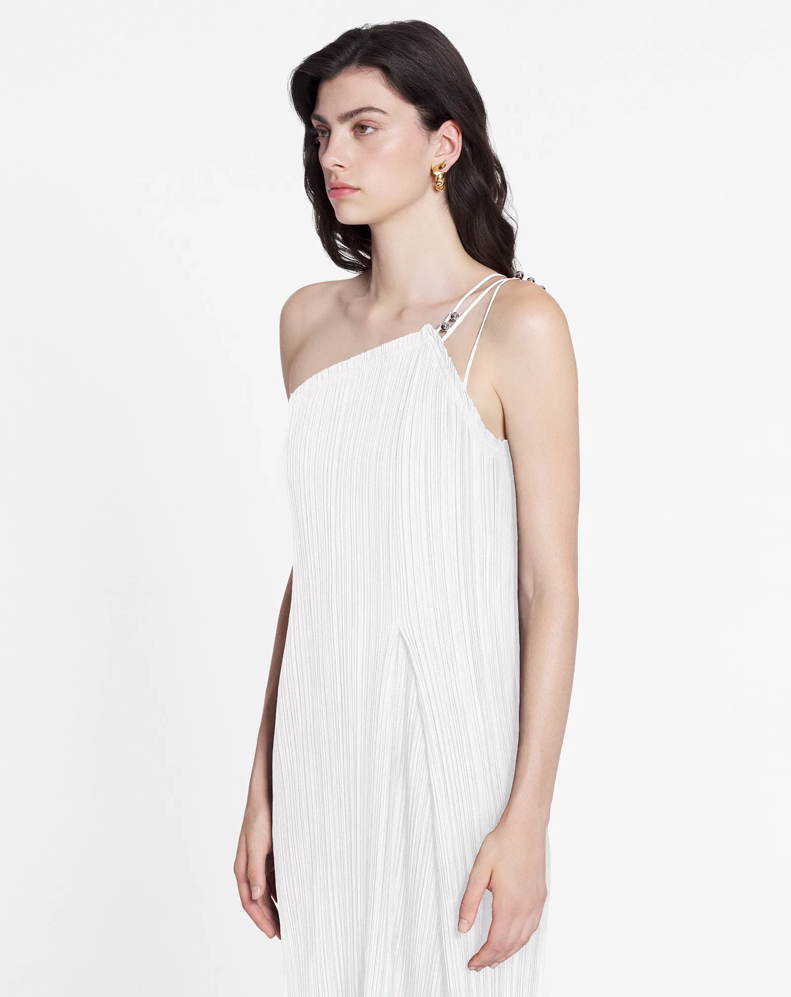 ASYMMETRICAL PLEATED DRESS