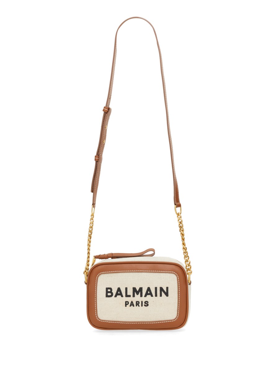 BALMAIN    CANVAS AND LEATHER B-ARMY CAMERA BAG