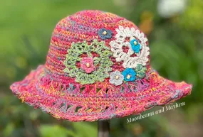 BEAUTIFUL PINK MIX BLOSSOM CROCHET HAT