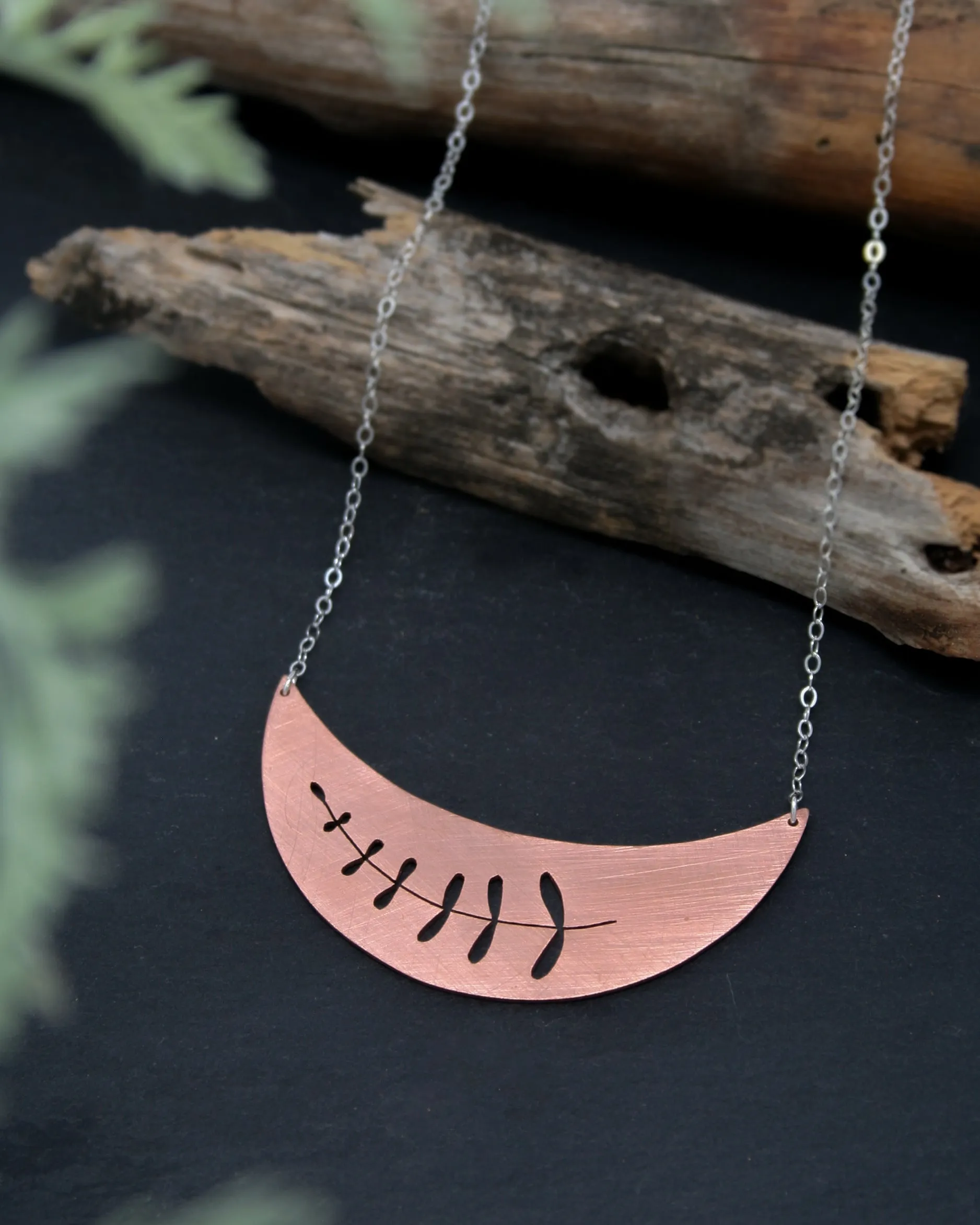 Botanical large Moon necklace