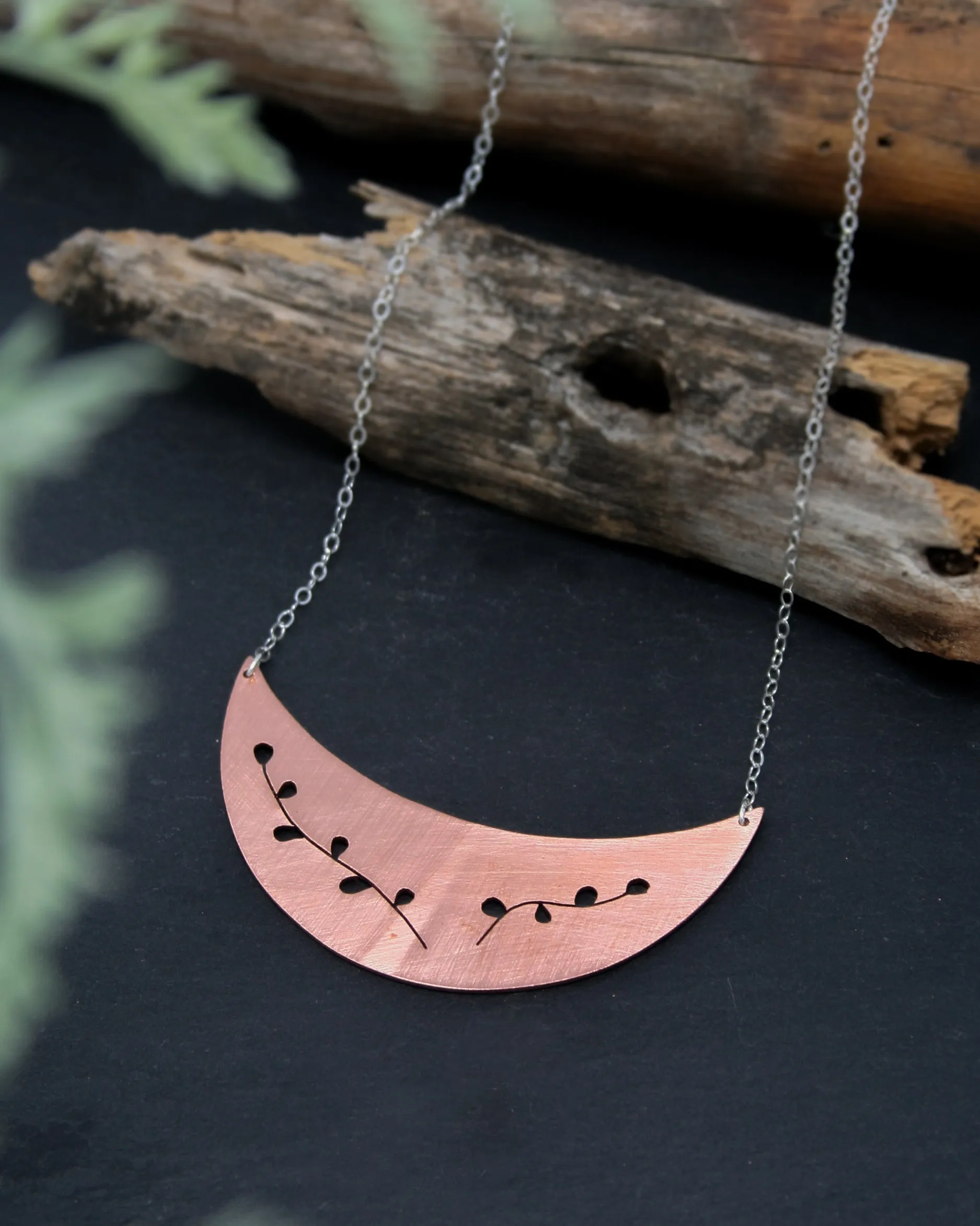 Botanical large Moon necklace