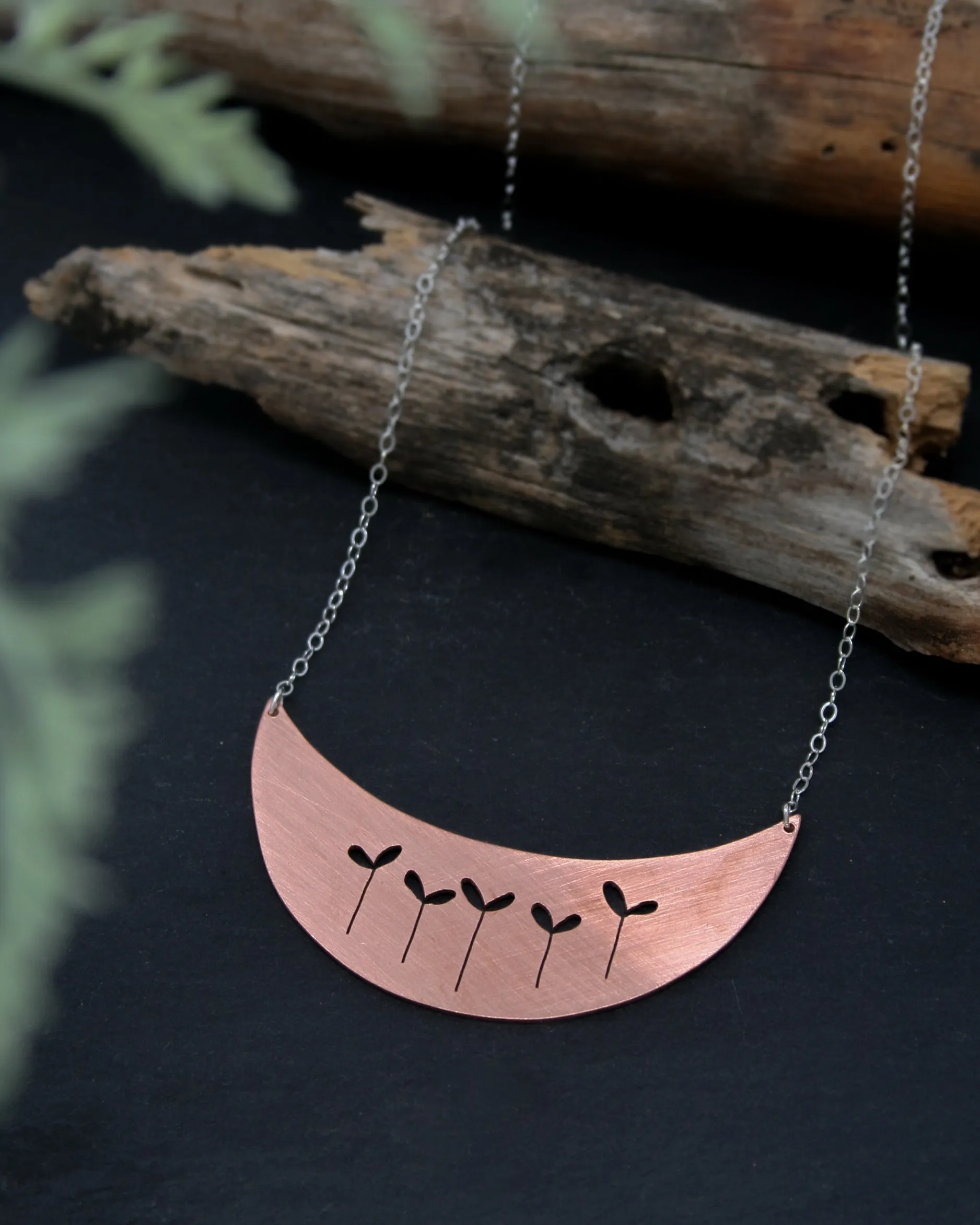 Botanical large Moon necklace