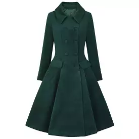 Bottle Green Vintage Inspired Classic Swing Coat