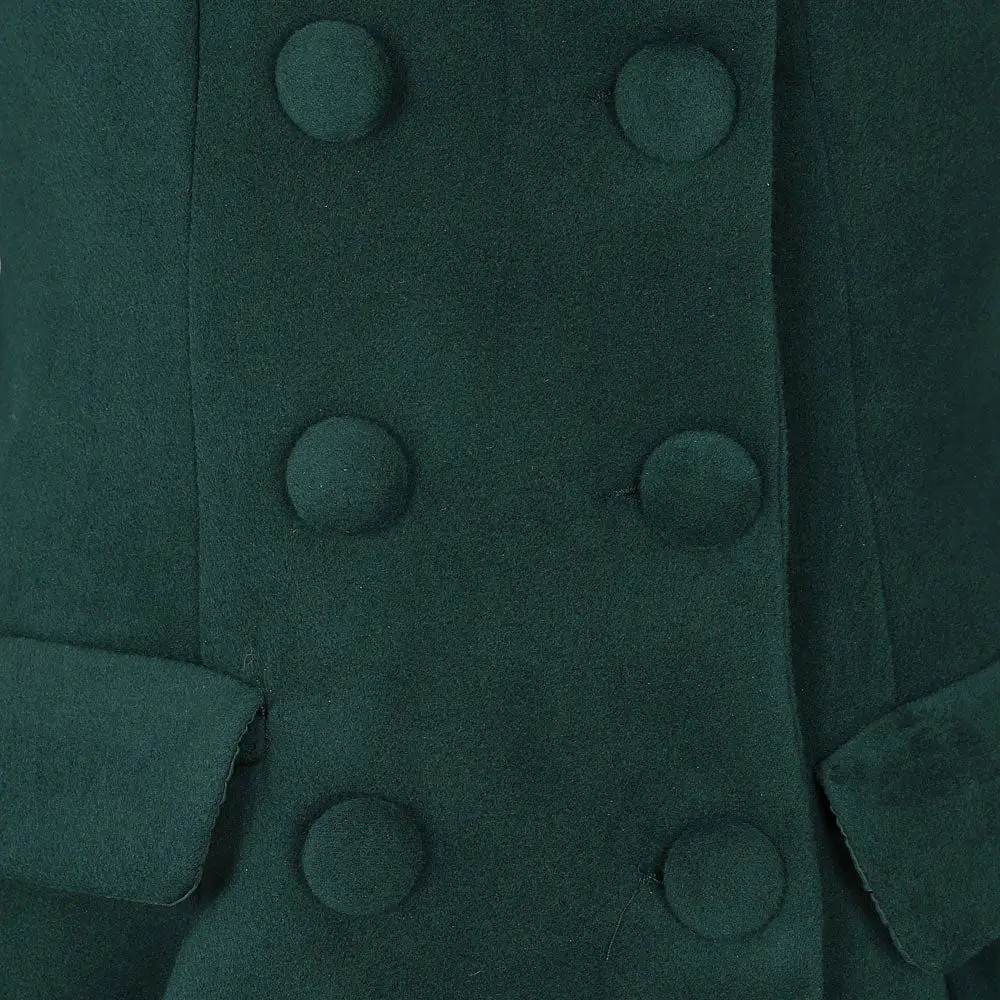 Bottle Green Vintage Inspired Classic Swing Coat