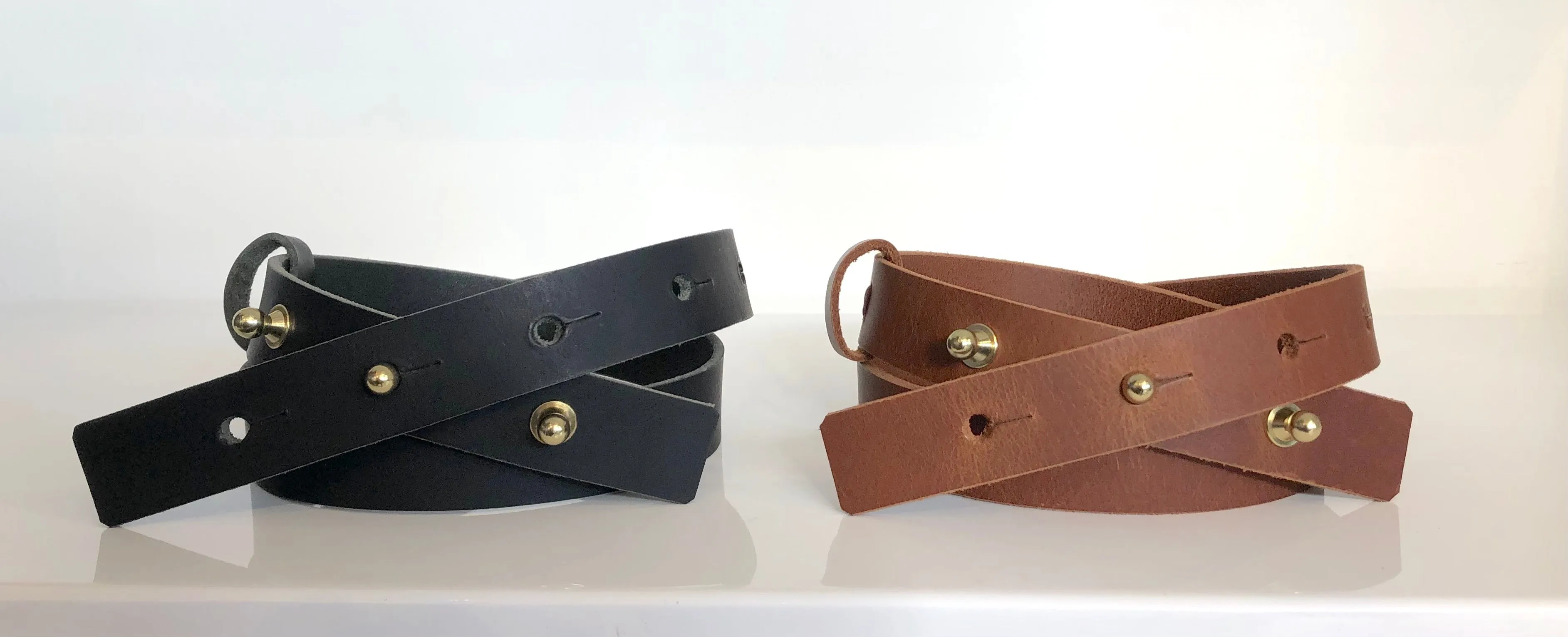 Brass Button Leather Belt