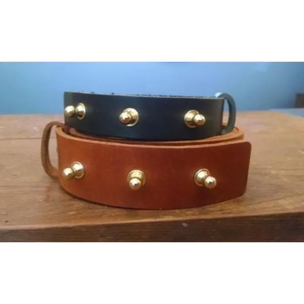 Brass Button Leather Belt