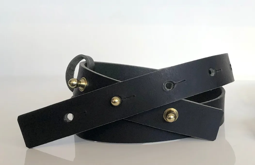 Brass Button Leather Belt