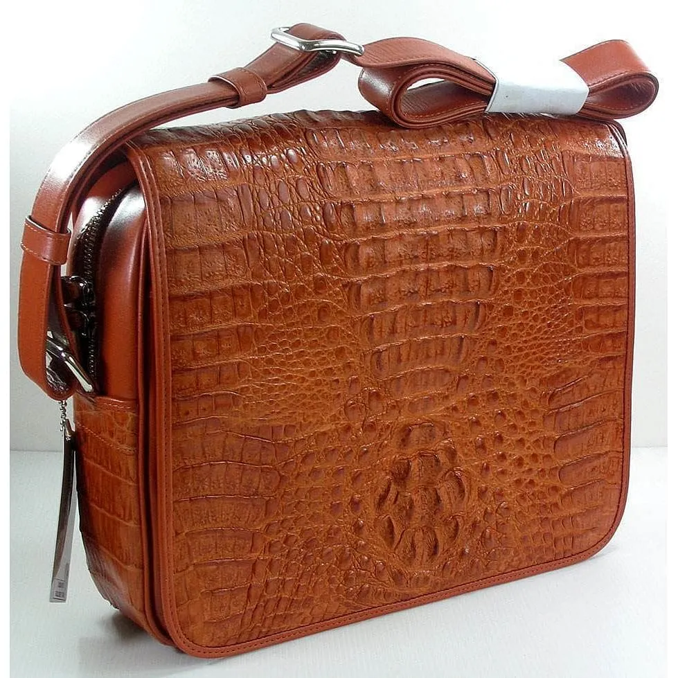 Brown Crocodile Mens Shoulder Bag