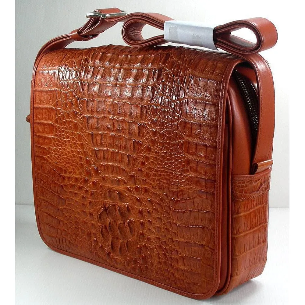 Brown Crocodile Mens Shoulder Bag