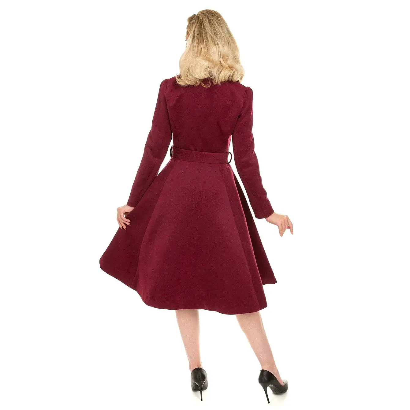 Burgundy Wine Vintage Inspired Classic Swing Coat