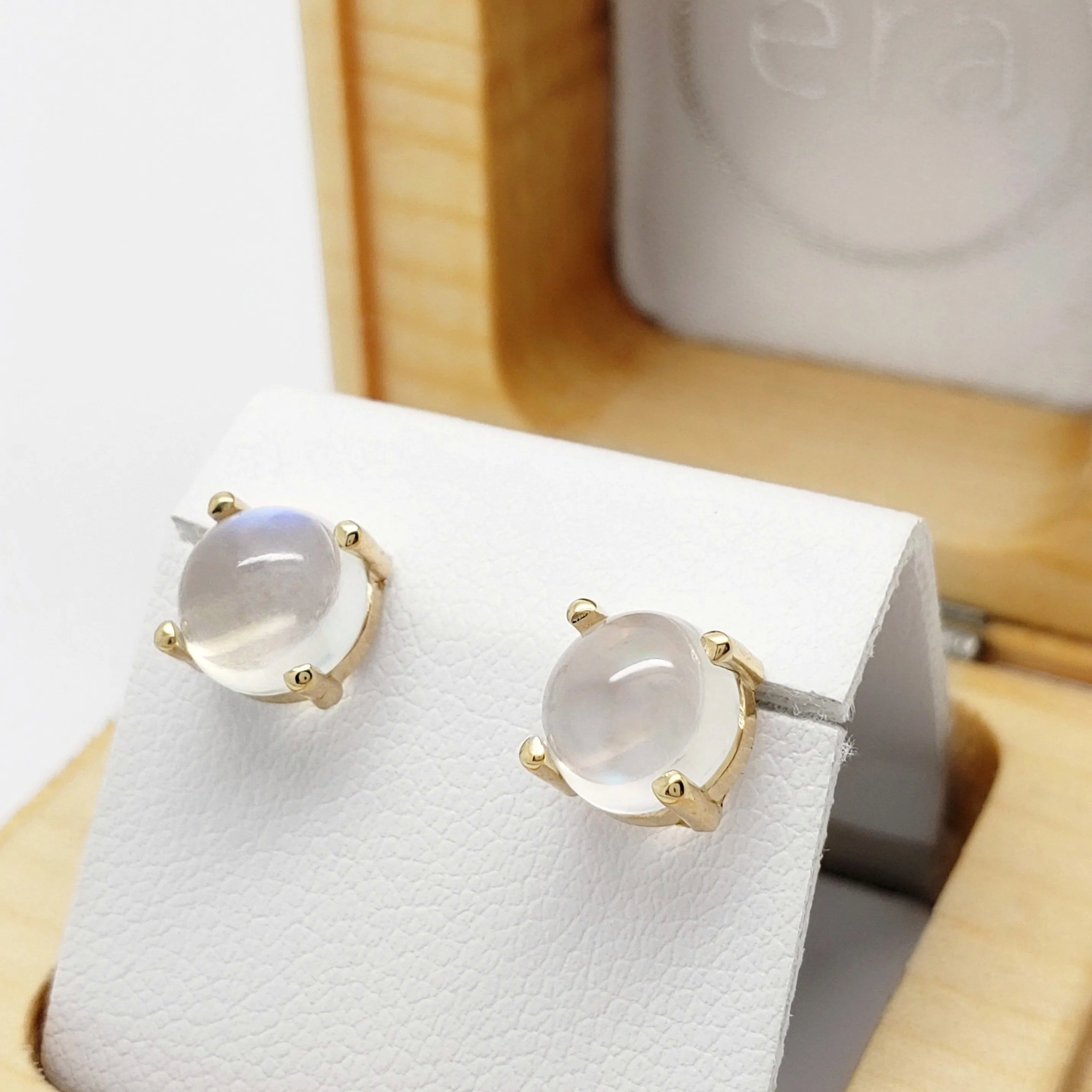 Cabochon Moonstone Studs | Large