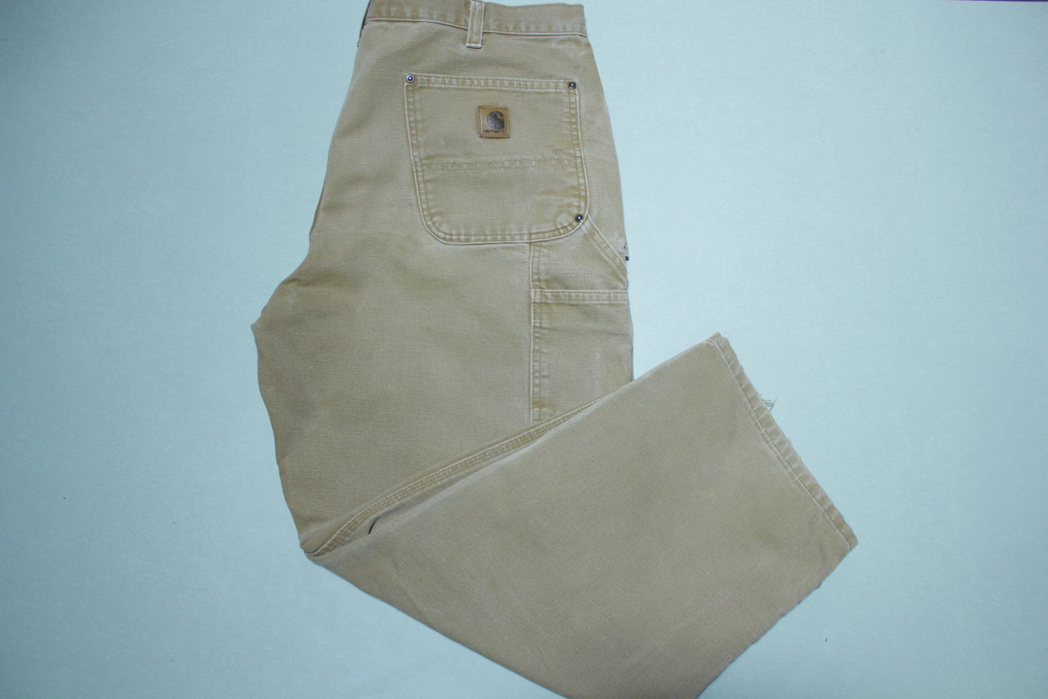 Carhartt Vintage Distressed B136 Double Knee Front Work Construction Utility Pants BRN