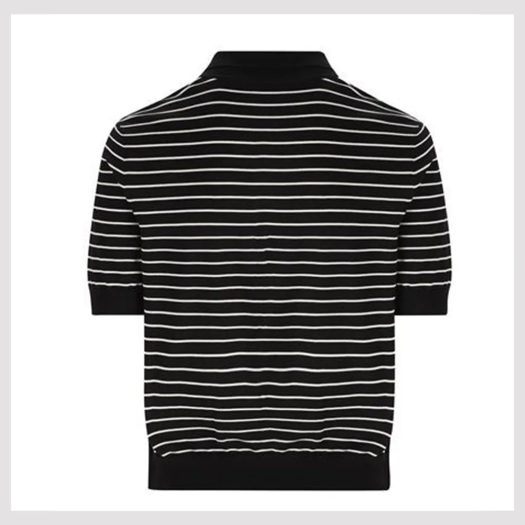 CELINE  |Stripes Cotton Short Sleeves Luxury Polos