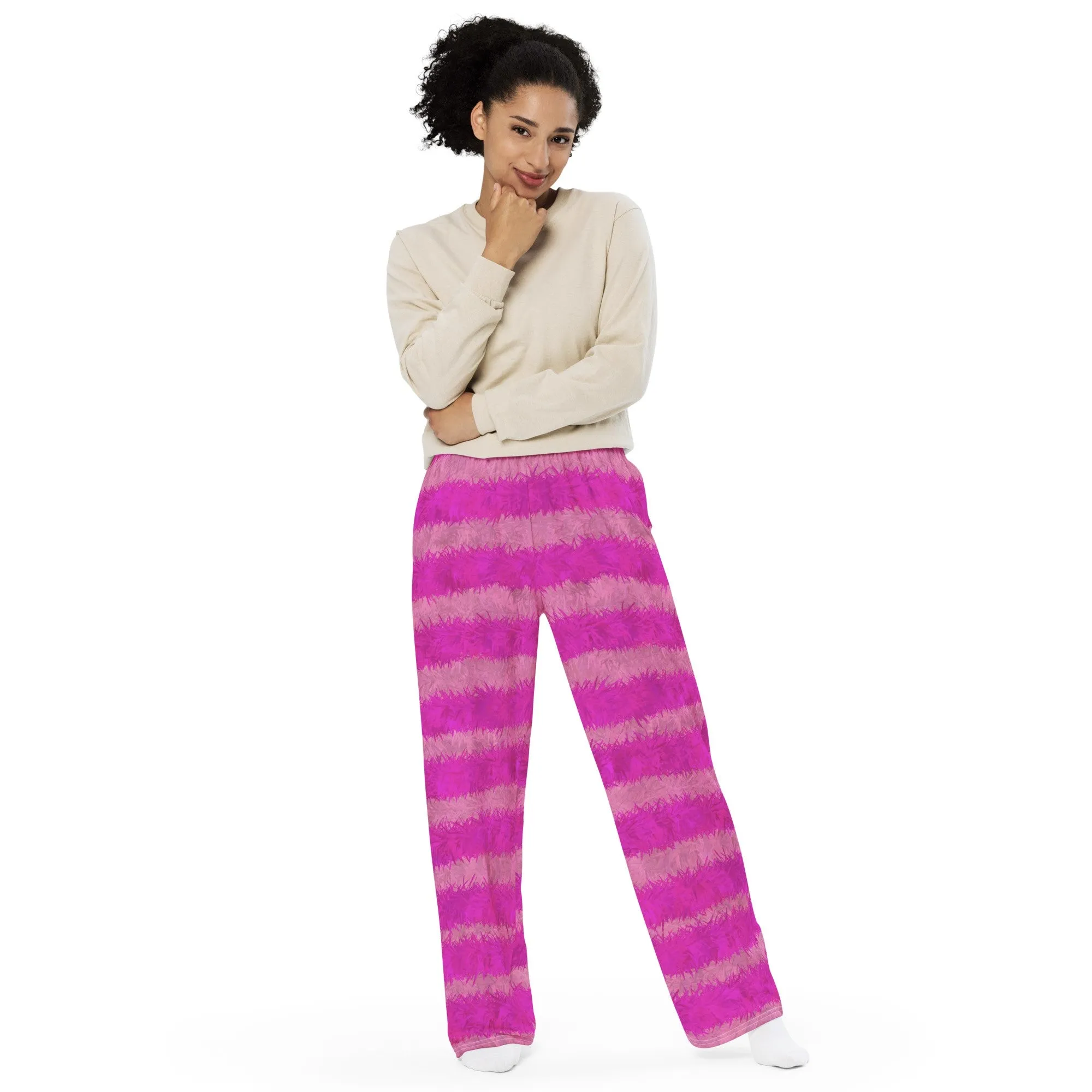 Cheshire Cat Inspired Fur Pattern Unisex Wide-Leg Pants