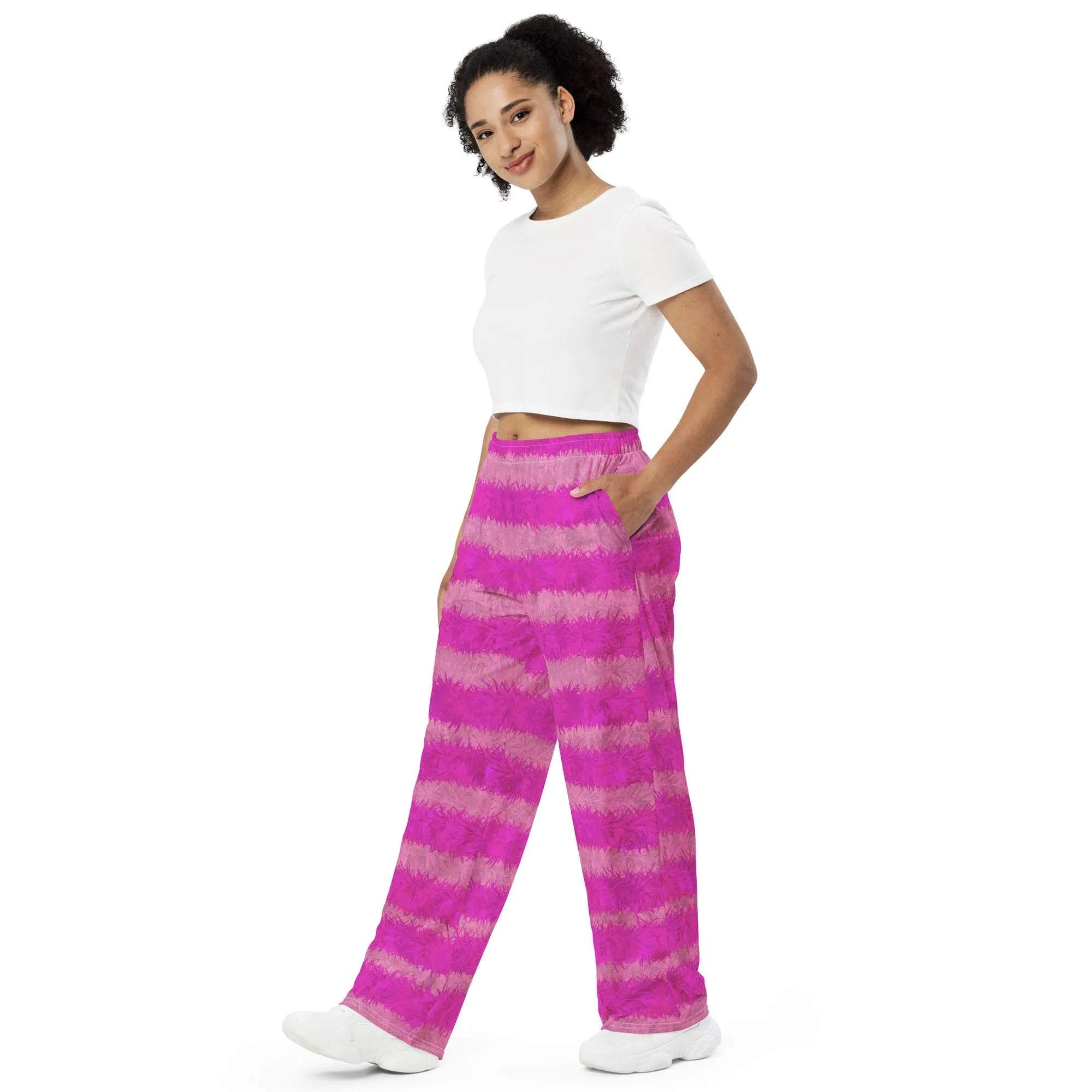 Cheshire Cat Inspired Fur Pattern Unisex Wide-Leg Pants