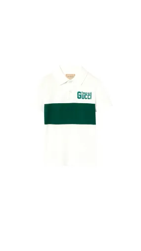 Children's Cotton Polo Shirt - Whitw\Green