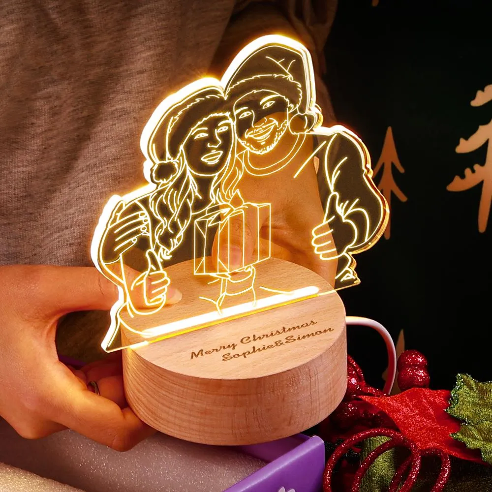 Custom Acrylic 3D Photo Lamp LED Wood Base