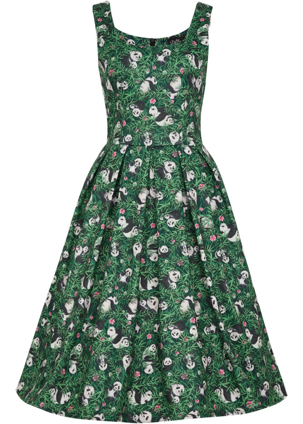 Dolly & Dotty Amanda Panda Bamboo Forest 50's Swing Dress Green