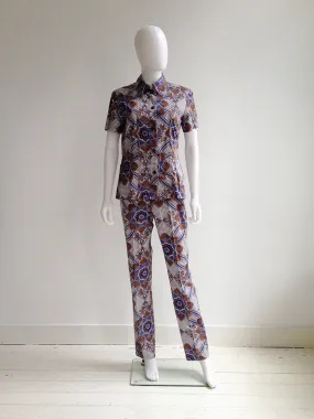 Dries Van Noten blue and white floral batik suit — fall 1997