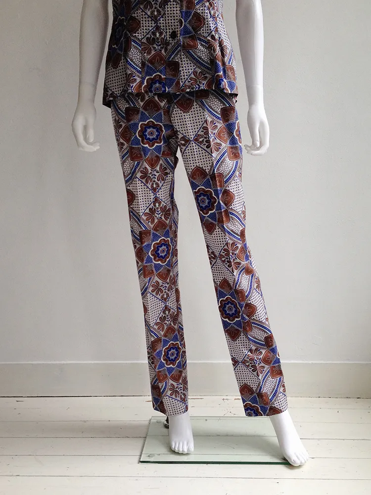 Dries Van Noten blue and white floral batik suit — fall 1997