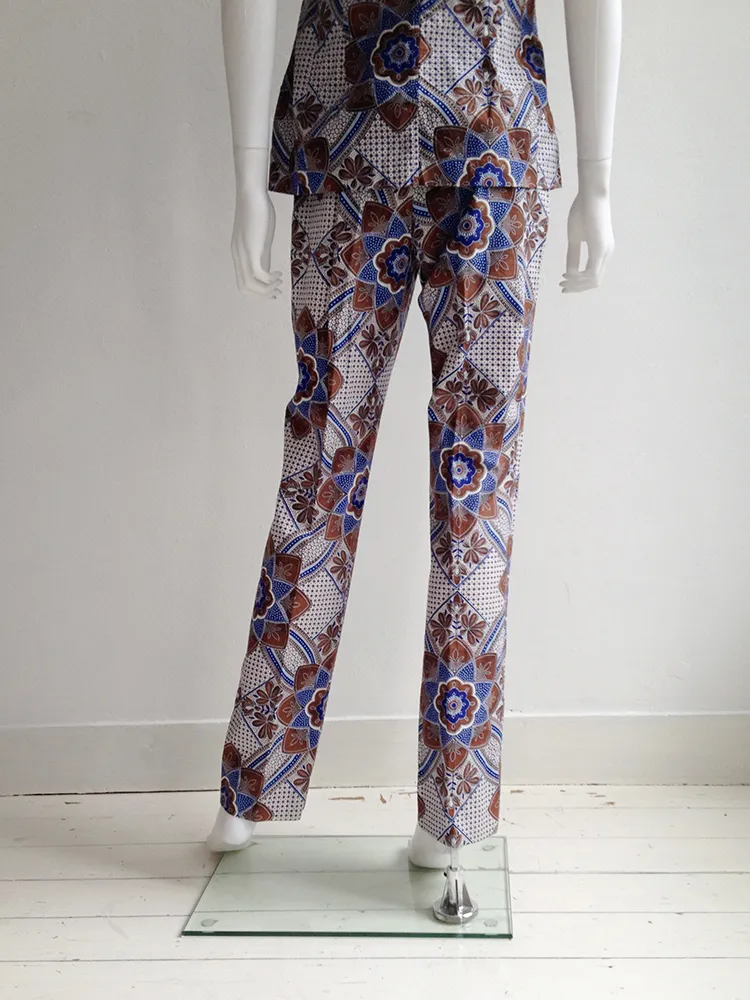 Dries Van Noten blue and white floral batik suit — fall 1997