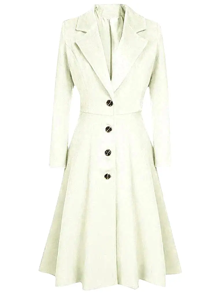 Elegant Women's Wool Blend Long Pea Coat for Winter