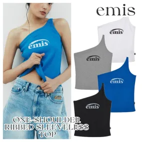 EMIS  |Casual Style Street Style Plain Cotton Logos on the Sleeves