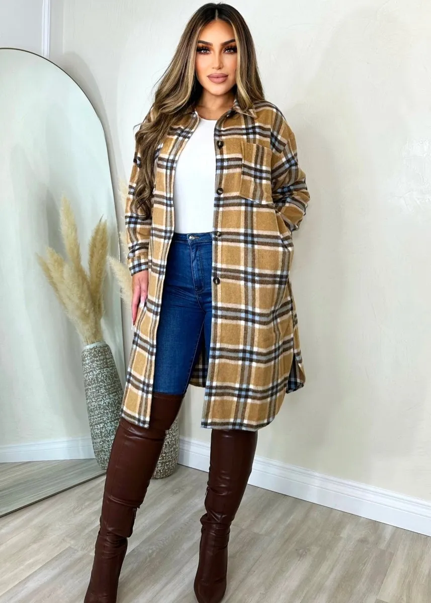 Fall Feeling Plaid Jacket Brown/Ivory