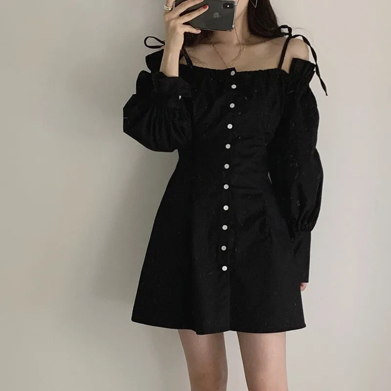 FASHION OFF-SHOULDER SHIRT DRESS BY71133