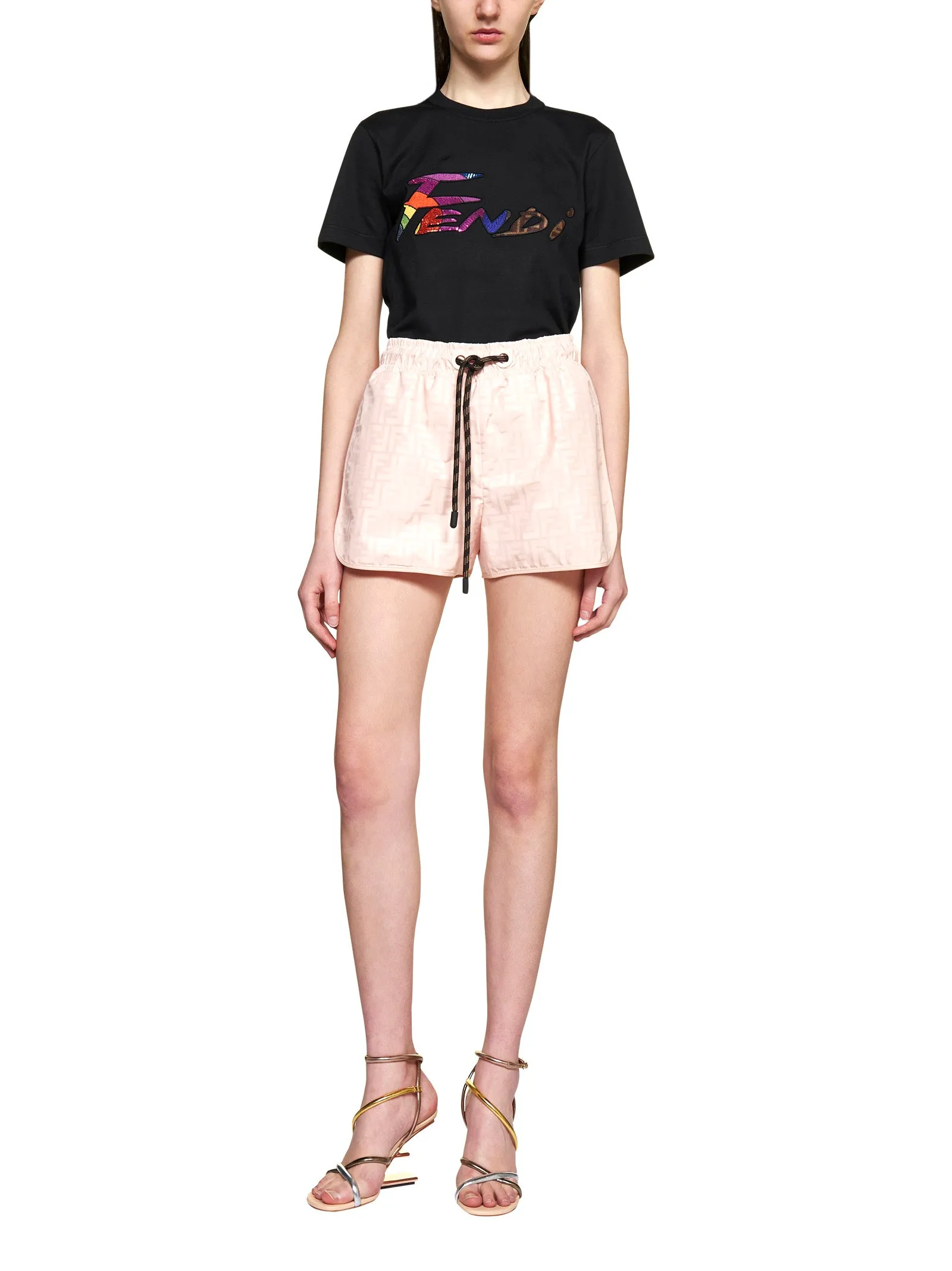 Fendi Allover Logo Printed Drawstring Shorts