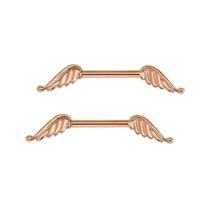 Forward Facing Angel Wing Nipple Barbells in Gold