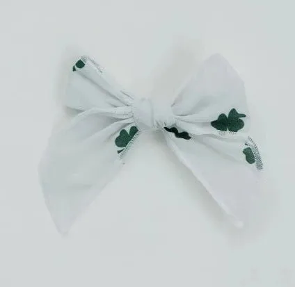 FOUR LEAF CLOVER COTTON BOW | NUDE NYLON