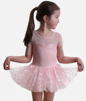 Girls Cap Sleeve Tutu Dress with Sparkling Floral Tulle - M1561C