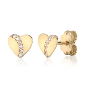 Heart Earrings in 14K Yellow and White Gold with CZ