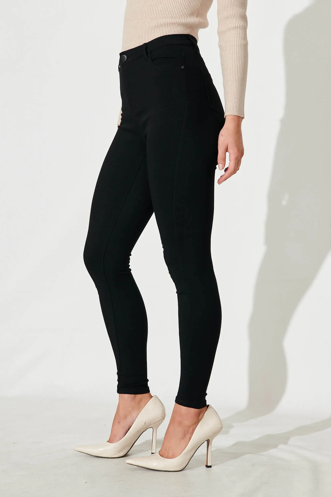 Holmes Stretch Skinny Pants In Black Cotton Blend