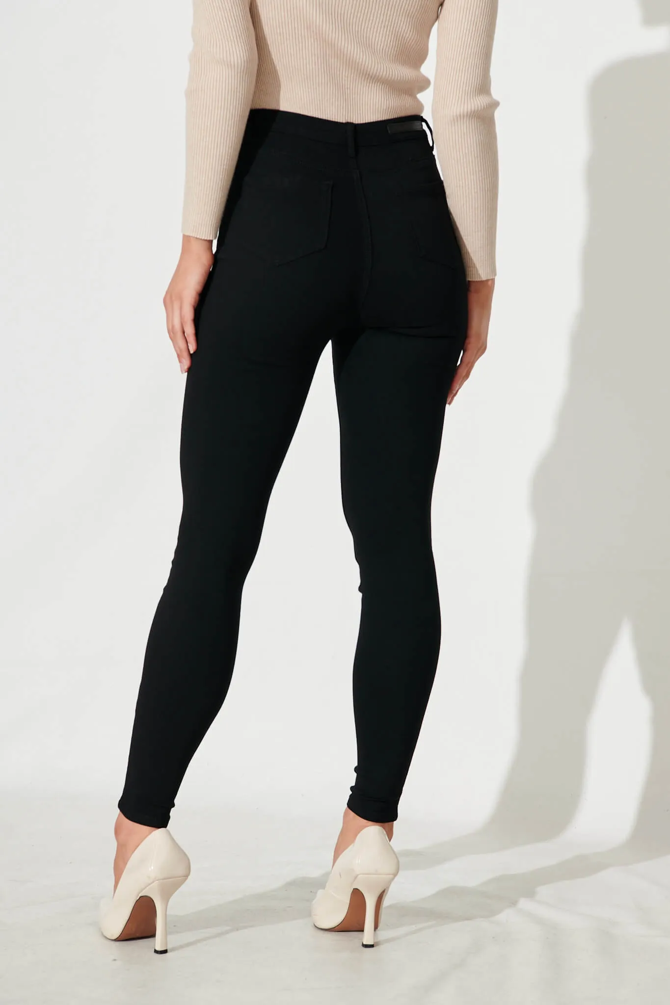 Holmes Stretch Skinny Pants In Black Cotton Blend