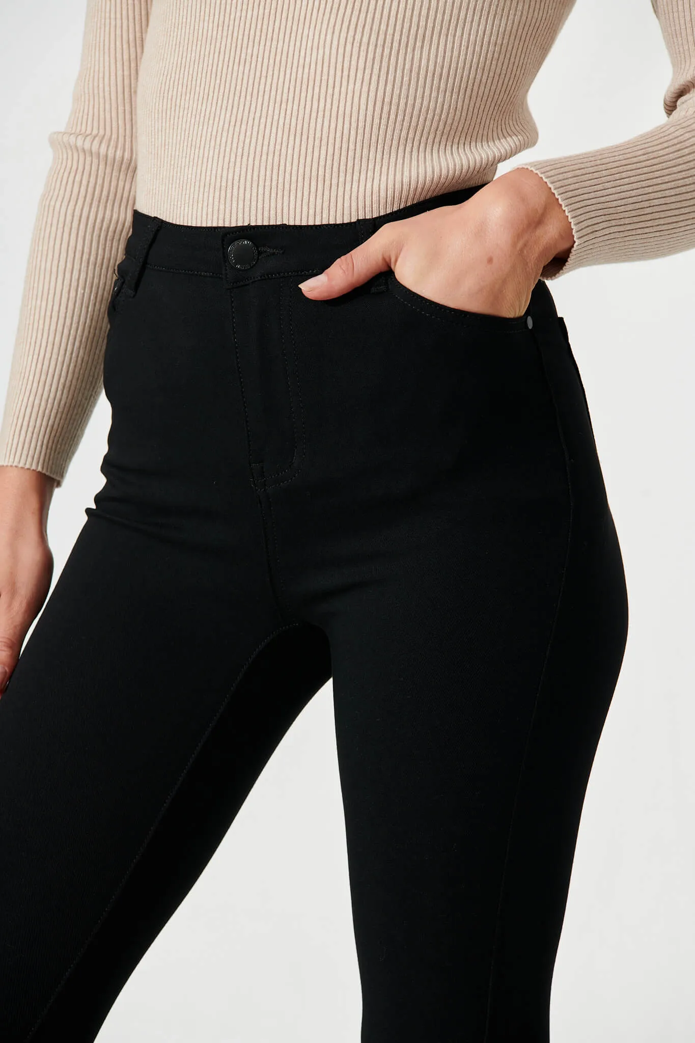 Holmes Stretch Skinny Pants In Black Cotton Blend