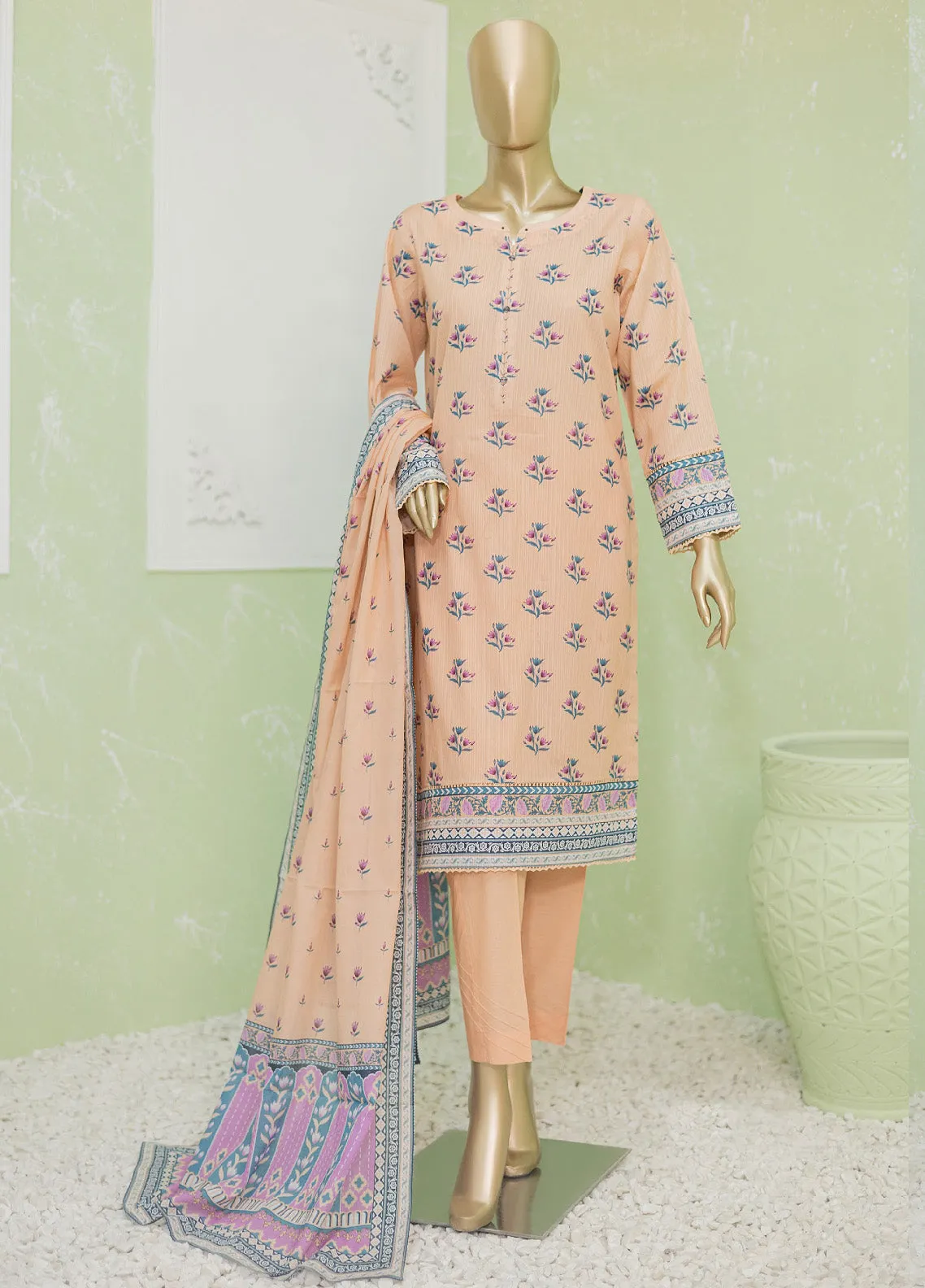 HZ Textile Printed Cotton Unstitched 3 Piece Suit - HZ24PD PDC-24