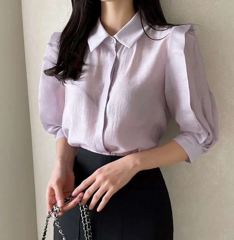 I AM MARI  |Chiffon Short Sleeves Office Style Elegant Style