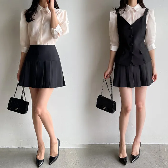 I AM MARI  |Chiffon Short Sleeves Office Style Elegant Style