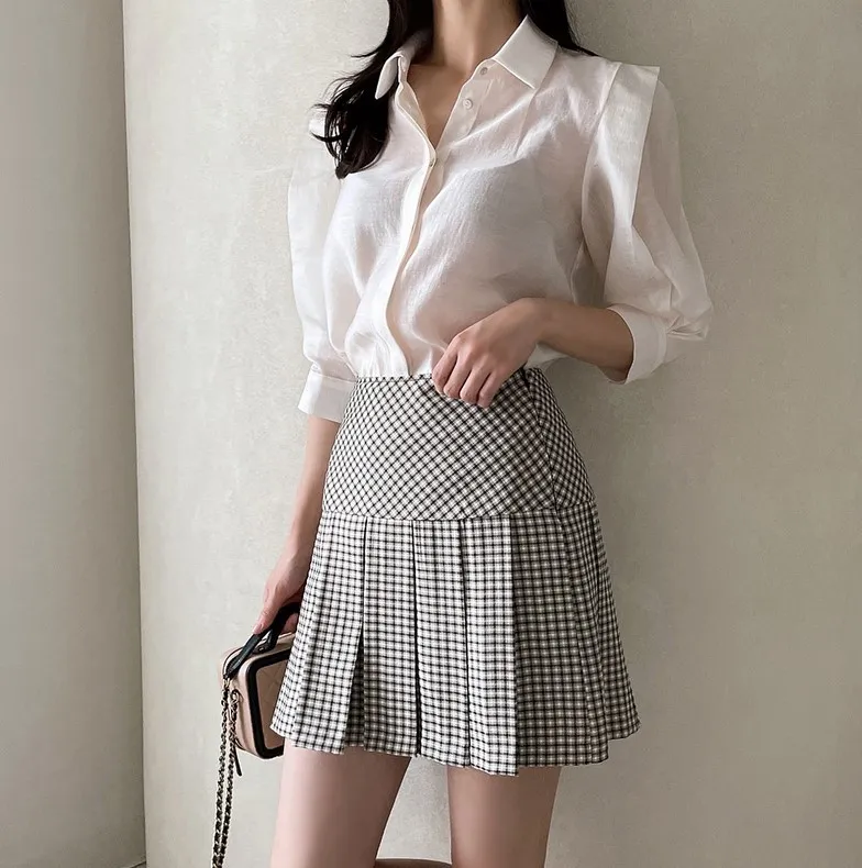 I AM MARI  |Chiffon Short Sleeves Office Style Elegant Style