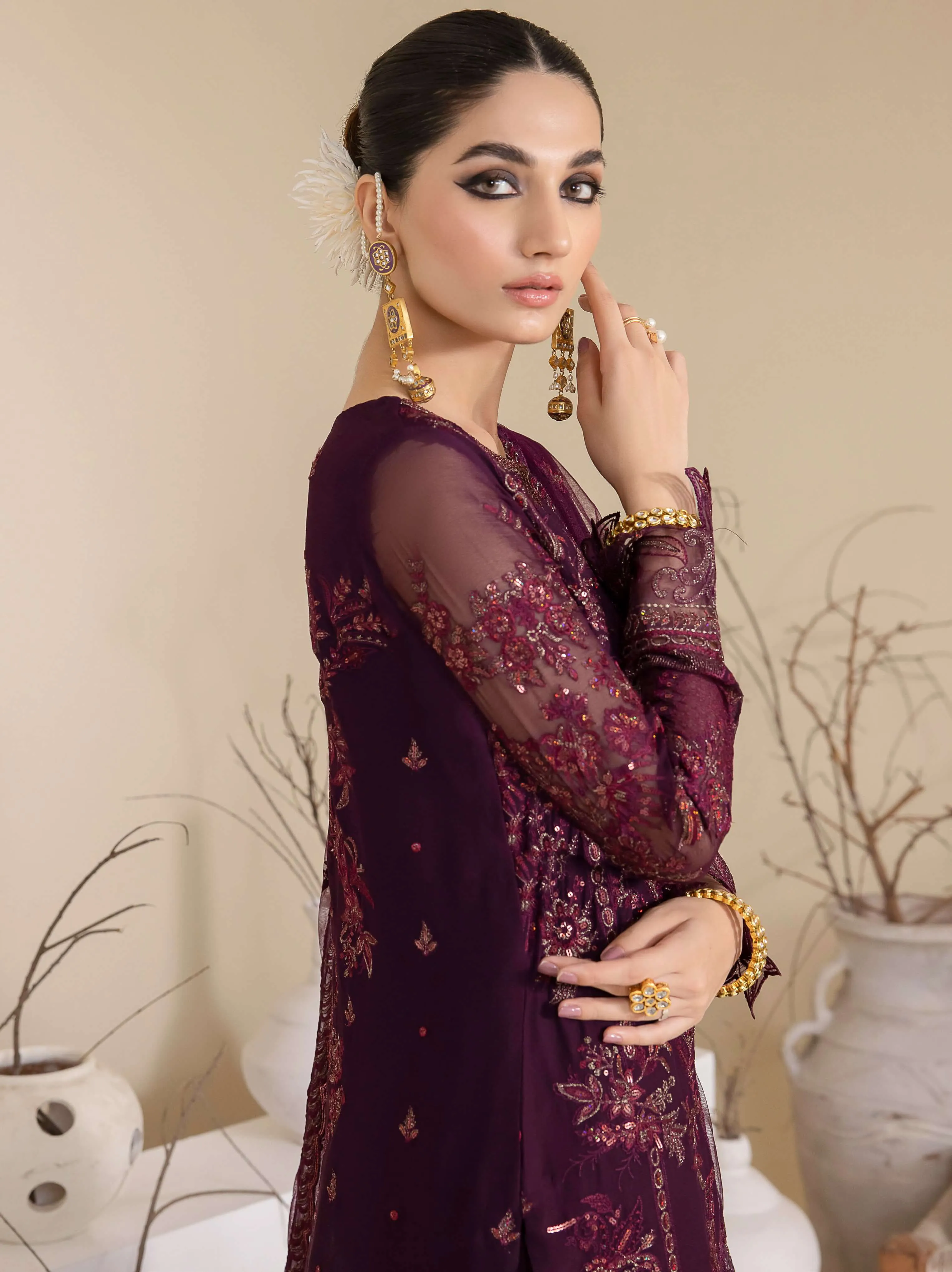 IZNIK Chinon Vol-03 Embroidered Chiffon Unstitched 3Pc Suit CC-28 Keeya